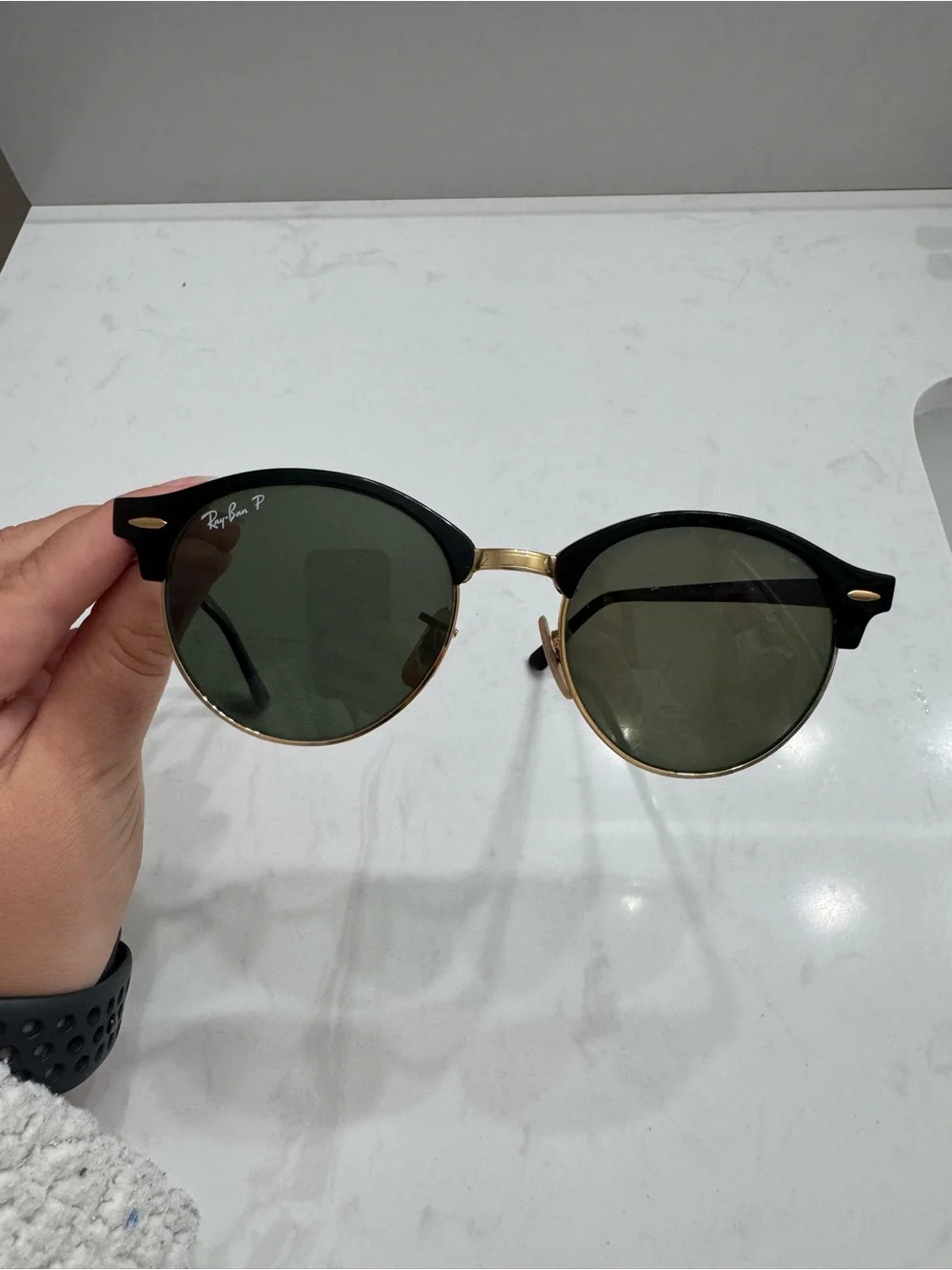 Ray-Ban Unisex Sunglasses Black Frame with Gold Accents
